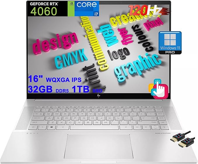 HP ENVY 16-H1053DX, CORE i7 -13700H, 13TH GEN, 1TB-SSD, 16GB DDR5 8GB-NVIDIA-RTX 4060 FPR BACKLIT-KB 16"WQXGA IPS LED, TOUCHSCREEN WINDOWS 11 NATURAL SILVER @ 9U360UA HP ENVY 16-H1053DX, CORE i7 -13700H, 13TH GEN, 1TB-SSD, 16GB DDR5 8GB-NVIDIA-RTX 4060 FPR BACKLIT-KB 16"WQXGA IPS LED, TOUCHSCREEN WINDOWS 11 NATURAL SILVER @ 9U360UA